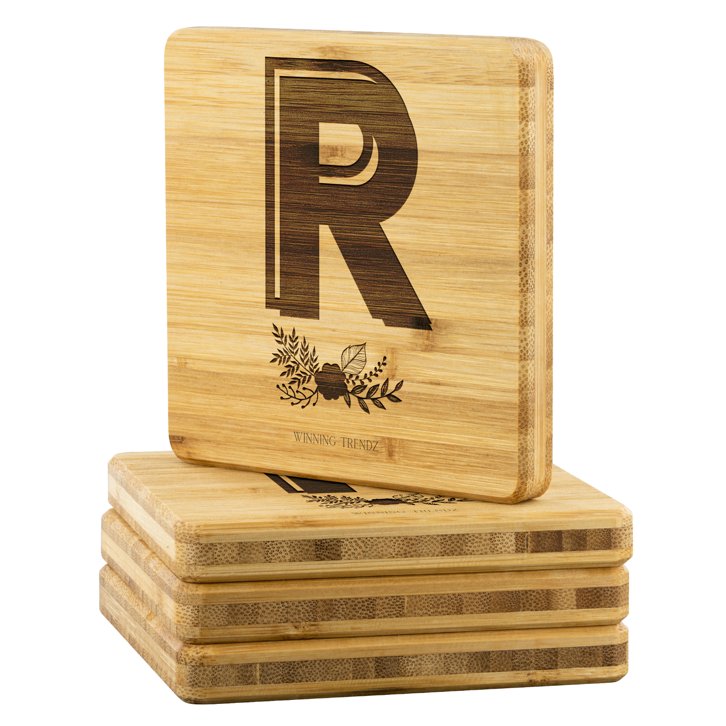 Bamboo "R" Coasters (Sets of 4)