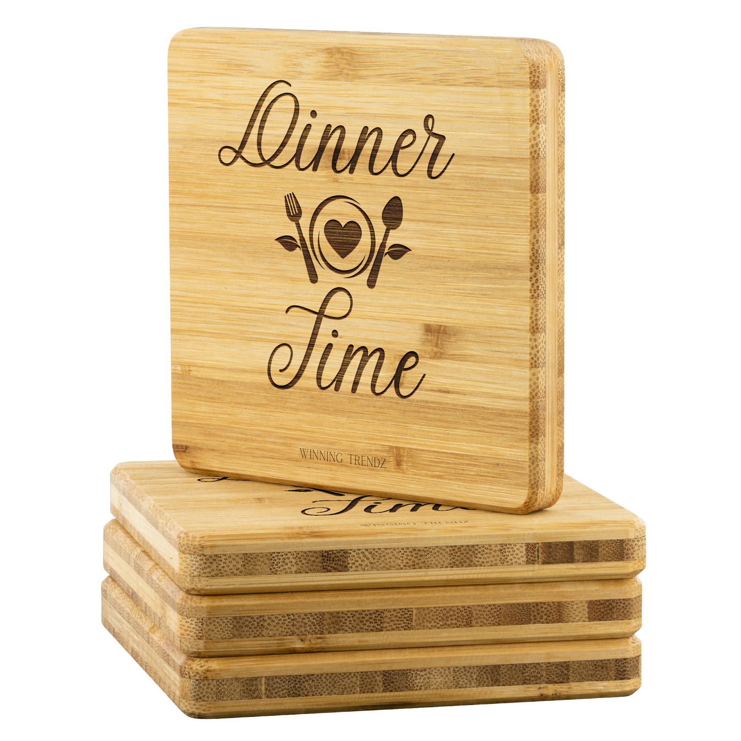 Bamboo "Dinner Time" Coasters (Sets of 4)