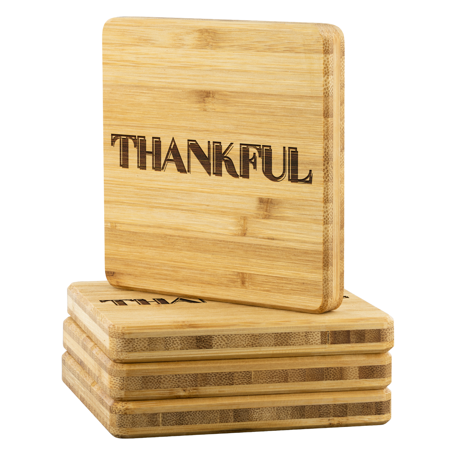 Bamboo "Thankful" Coasters (Sets of 4)