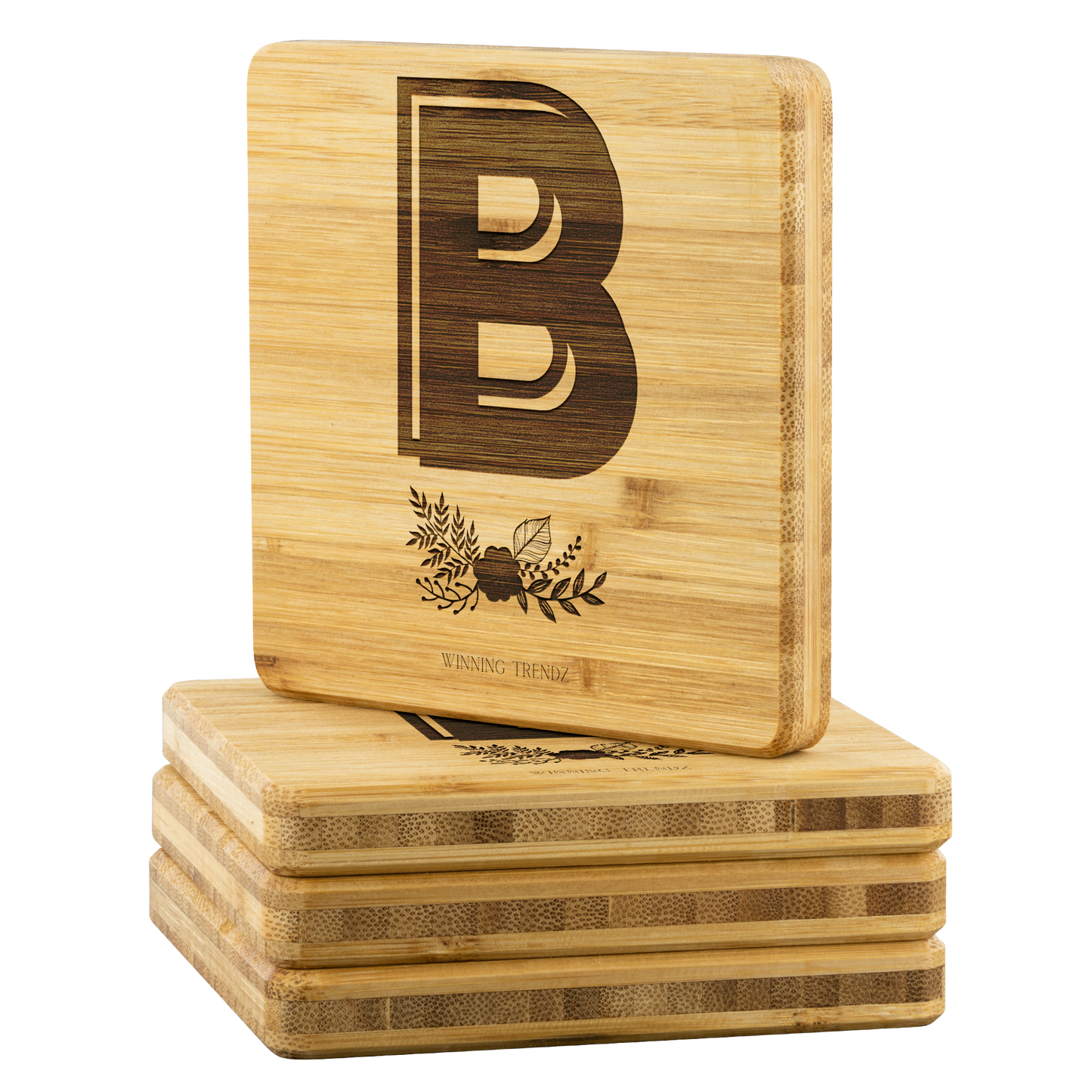 Bamboo "B" Coasters (Sets of 4)