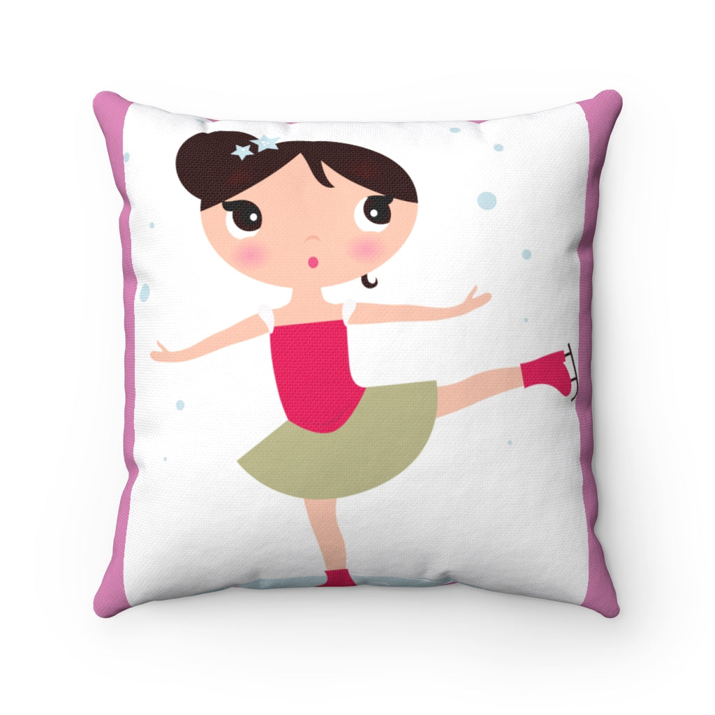 Ice Skater Spun Polyester Square Pillow