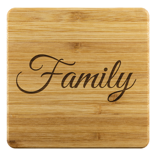 Etched Family Bamboo Coasters (sets of 4)