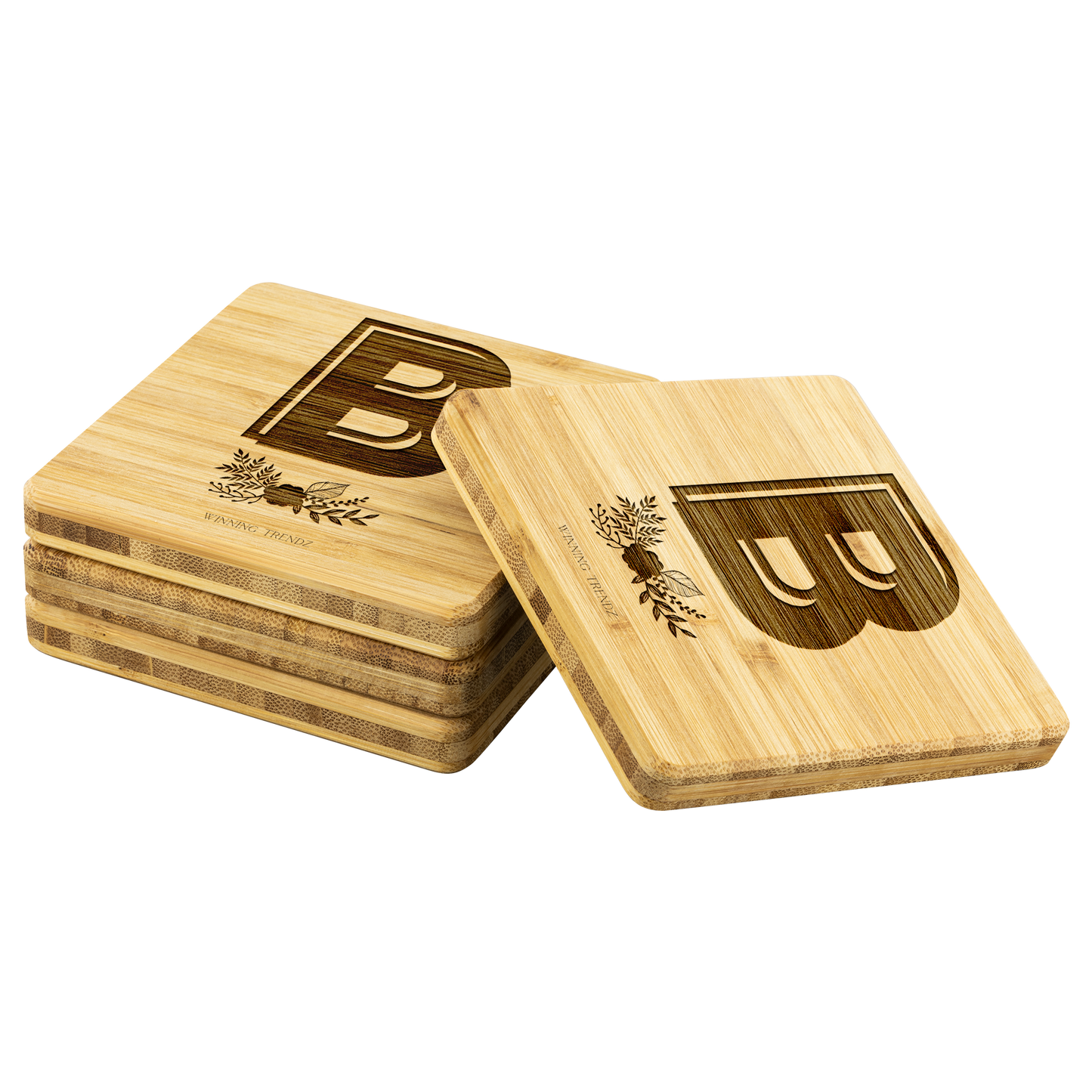 Bamboo "B" Coasters (Sets of 4)