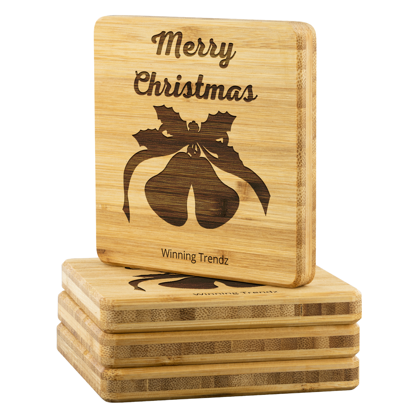 Bamboo Christmas Bells Coasters (Sets of 4)