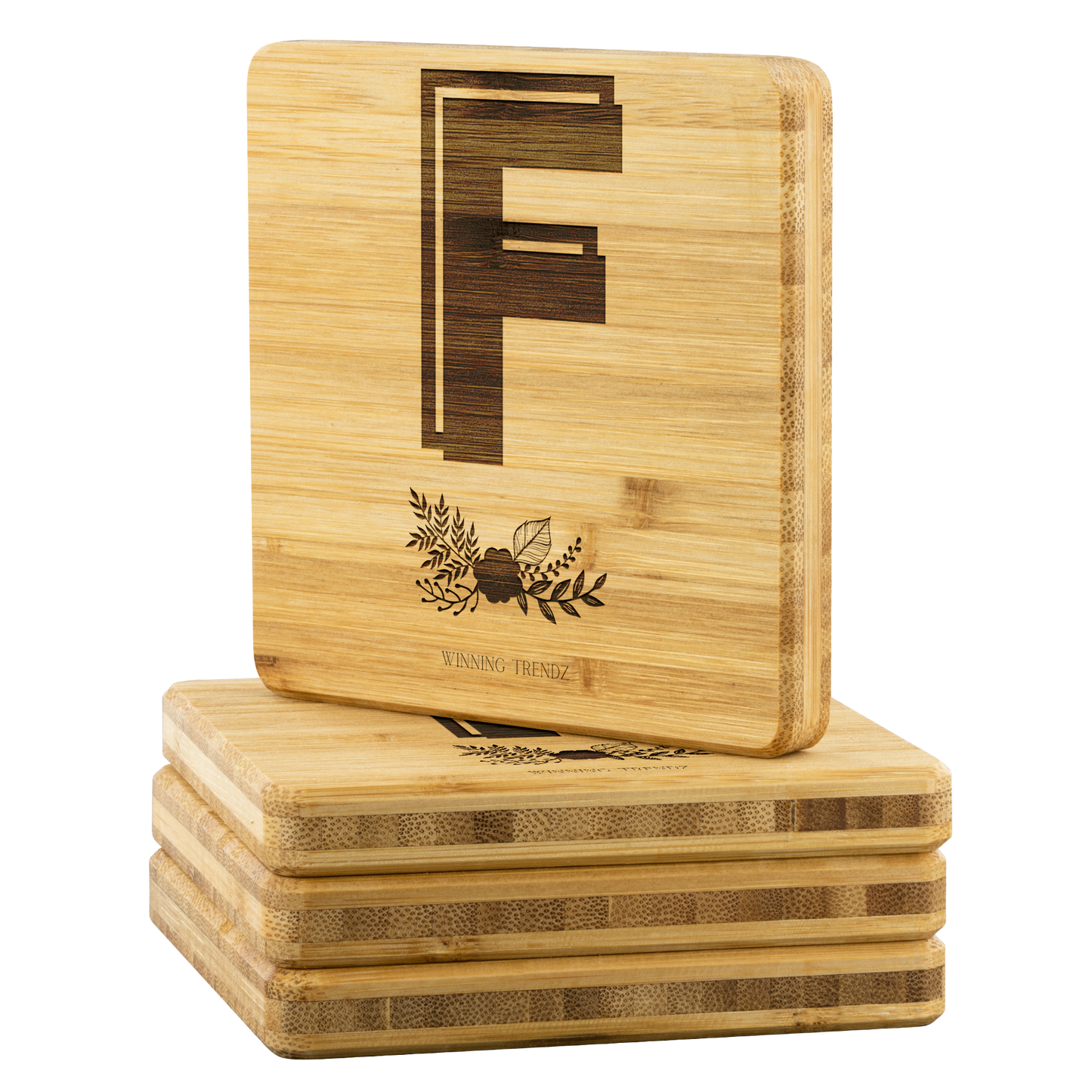 Bamboo "F" Coasters (Sets of 4)