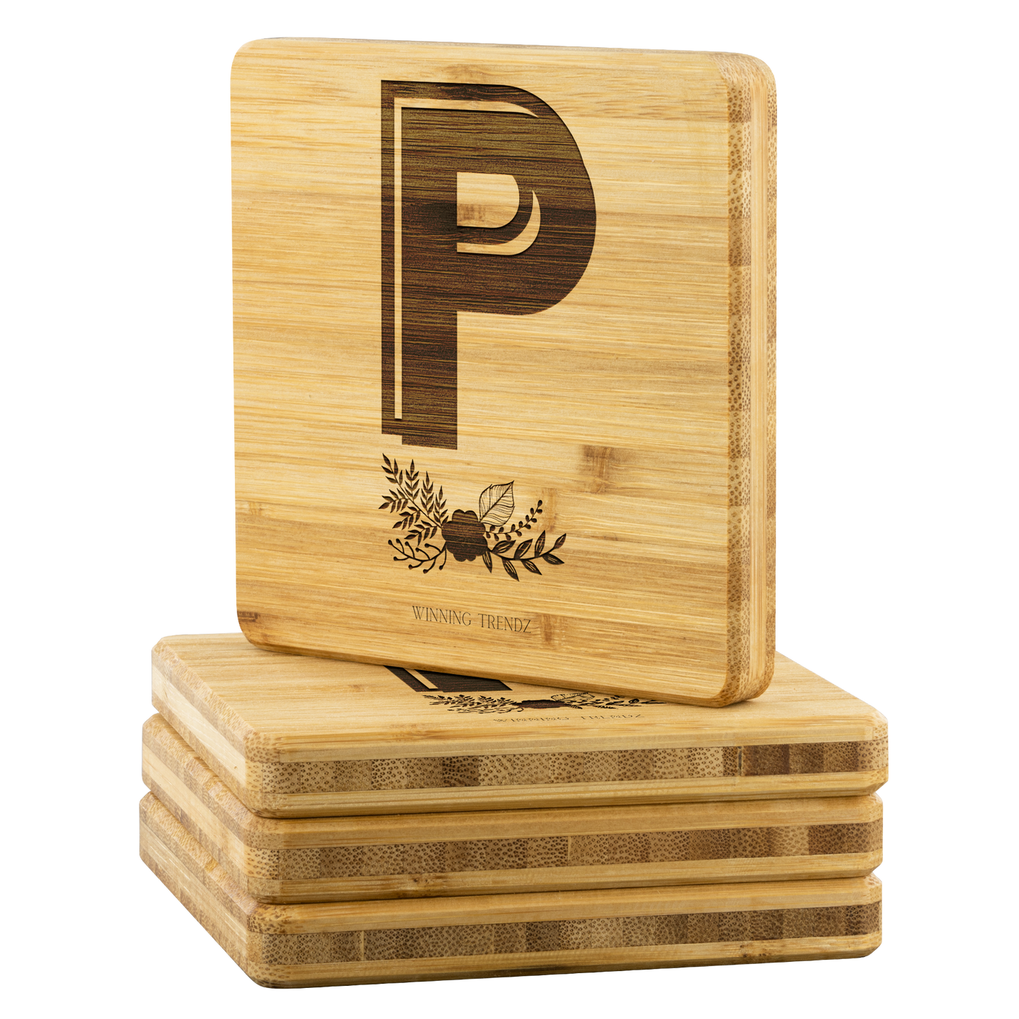 Bamboo "P" Coasters (Sets of 4)